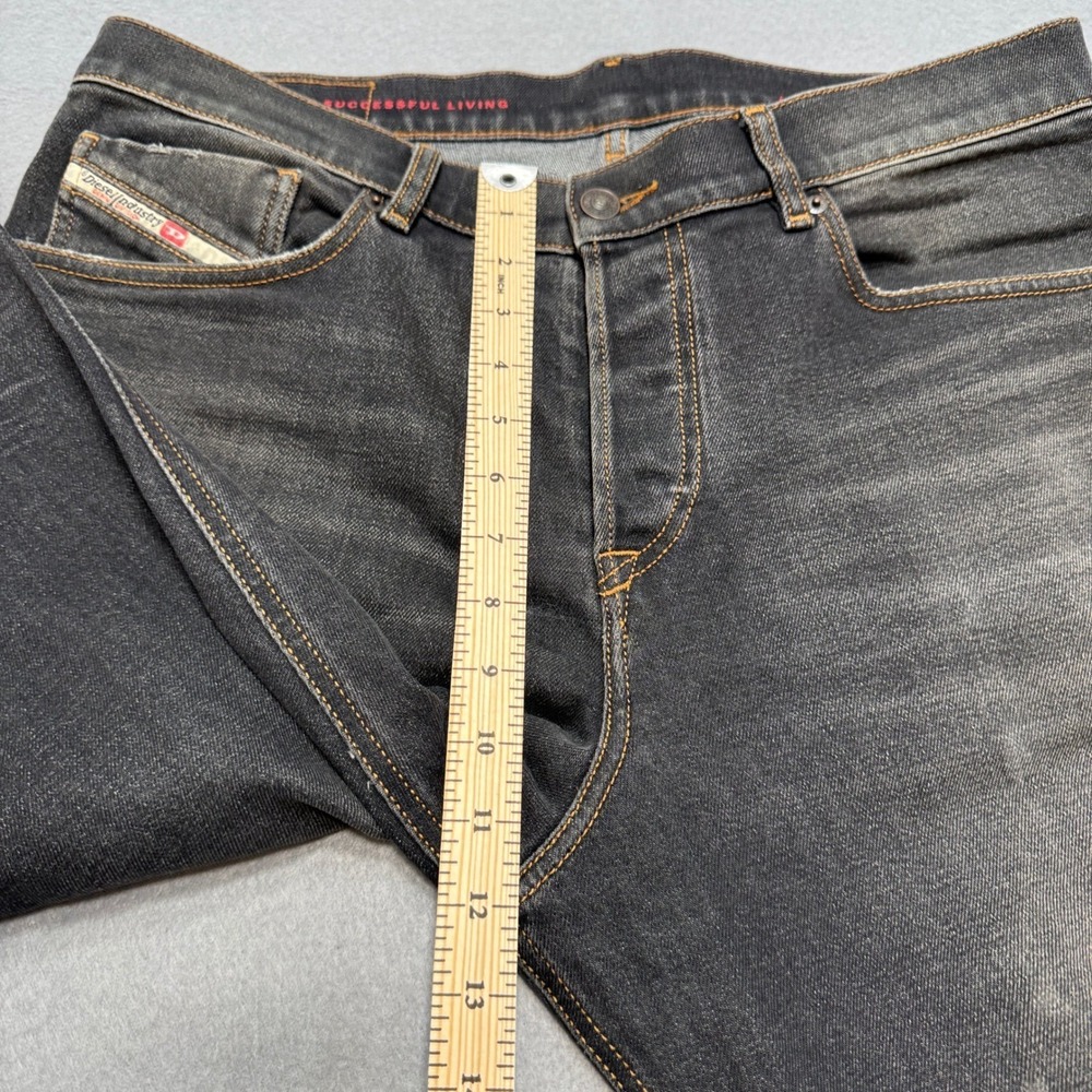 Diesel Jeans Men's 34 Black Faded Button Fly Straight Leg Whiskered Streetwear - Picture 6 of 11